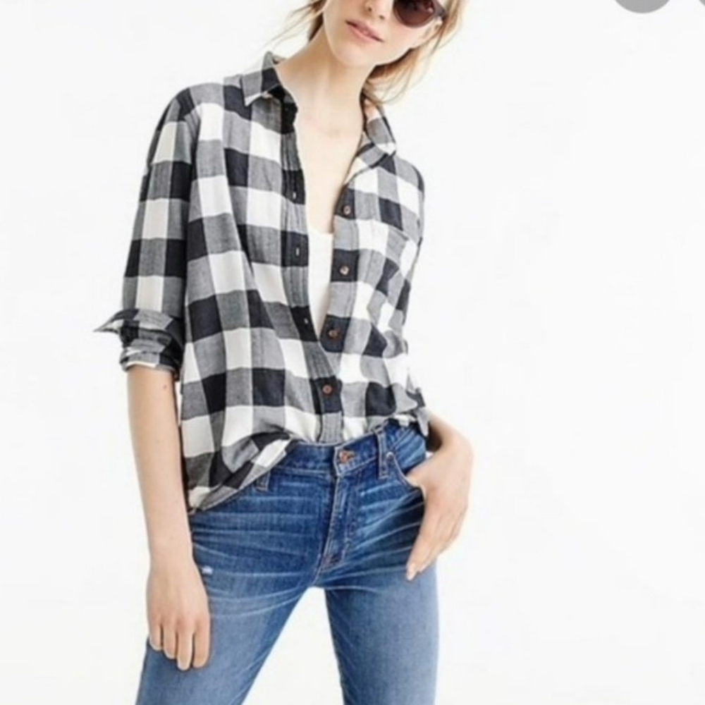 ❤️ J CREW CHARCOAL BUFFALO PLAID BUTTON UP 100% COTTON BOY SHIRT, 4